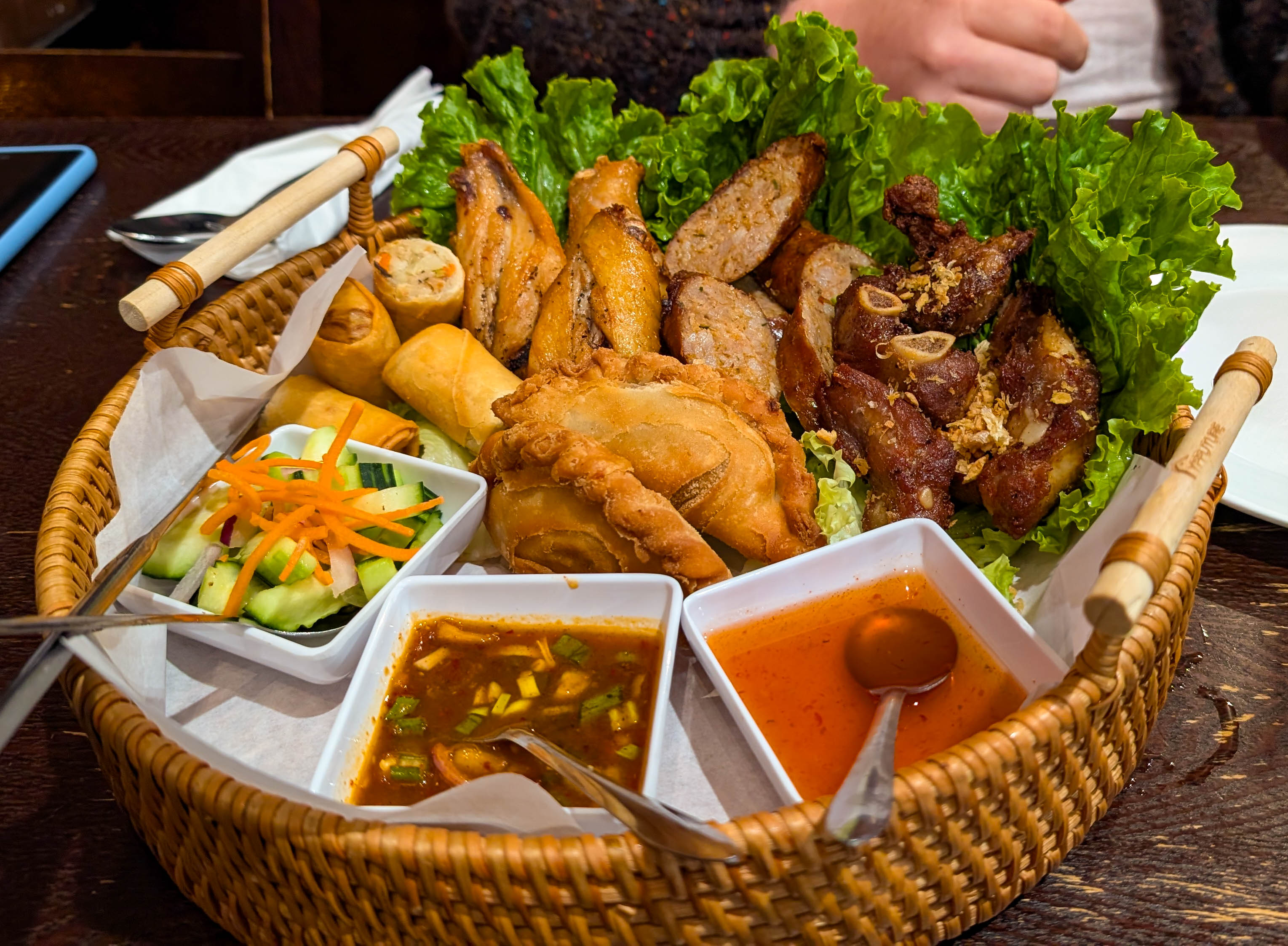 chai thai noodle appetizer platter