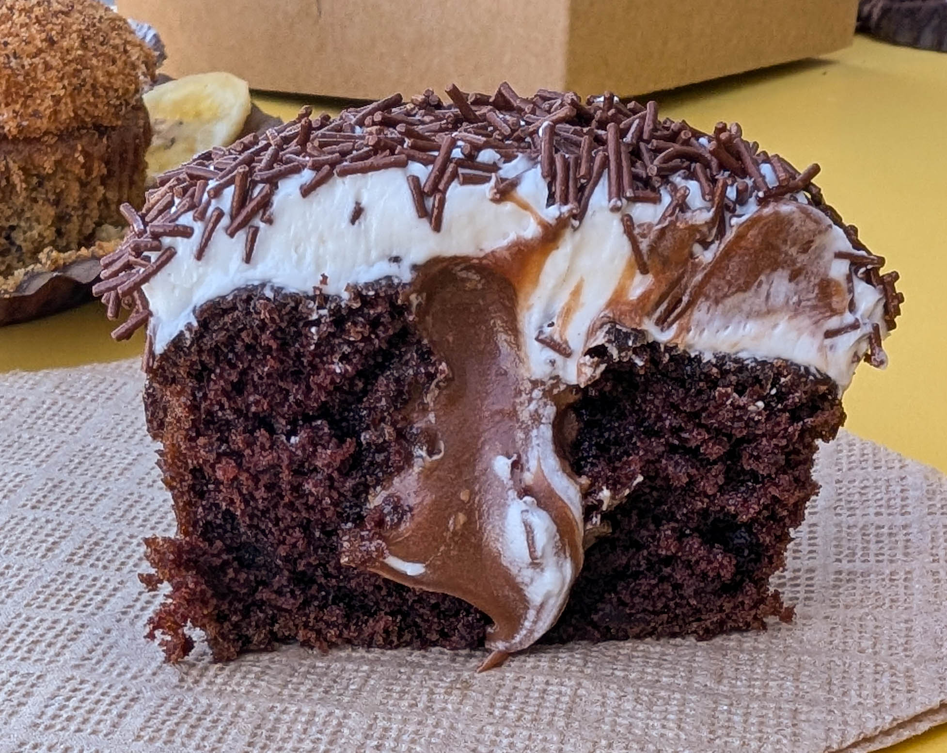 whisk cake chocolate truffle cupcake inside
