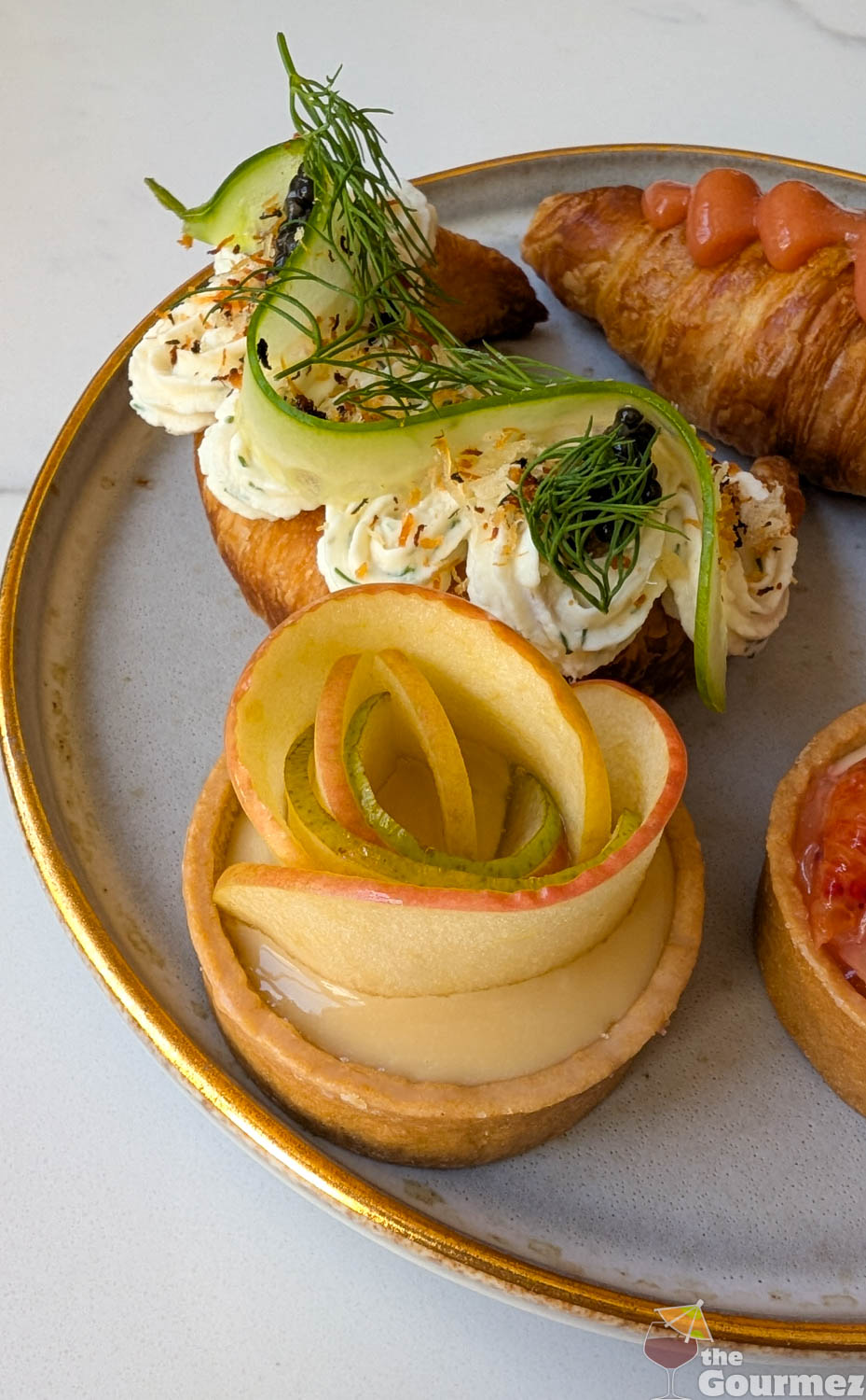 nudi blue pear lychee tart